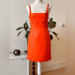 Orange faux leather dress